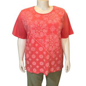 Liz & Me For Catherine's Boho Paisley Short Sleeve Round Neck Tee Wmns 2X 22/24W